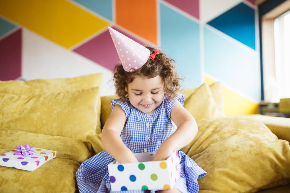 Toddler with gift box